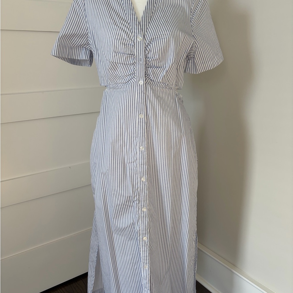 Old Navy Blue and White Striped Midi Dress